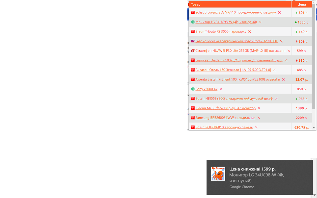 Dr.Octopus - Динамика изменения цен chrome谷歌浏览器插件_扩展第2张截图