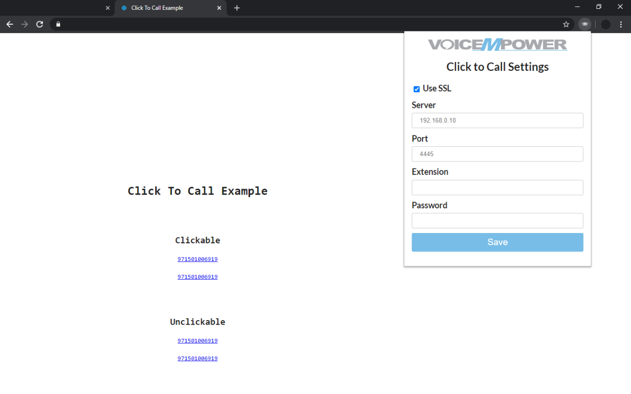 VoiceMpower 'Click to Call' Extension chrome谷歌浏览器插件_扩展第1张截图