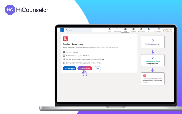 HiCounselor Auto Application - Job Assistant! chrome谷歌浏览器插件_扩展第1张截图