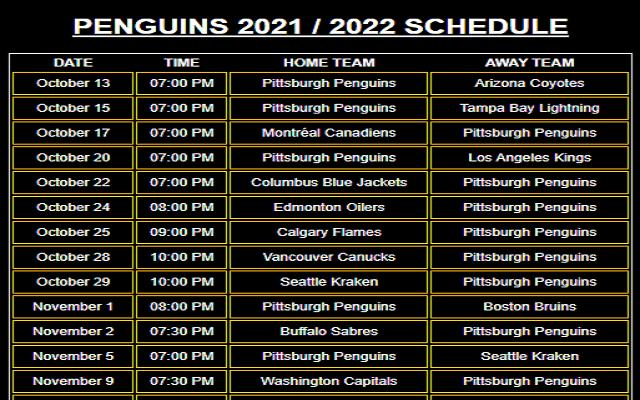 Penguins 2023-2024 Schedule chrome谷歌浏览器插件_扩展第1张截图