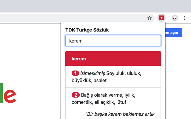 TDK Türkçe Sözlük chrome谷歌浏览器插件_扩展第3张截图