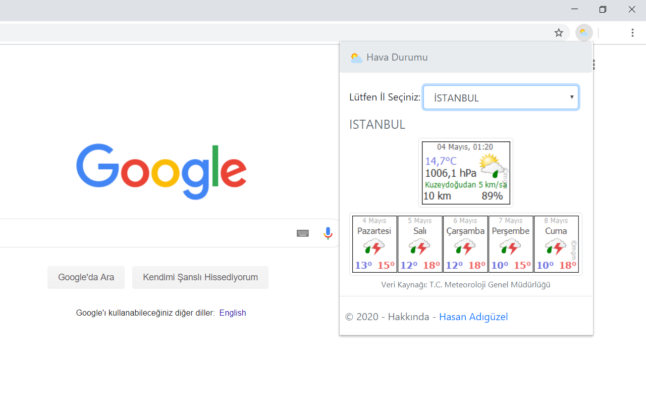 Hava Durumu chrome谷歌浏览器插件_扩展第1张截图