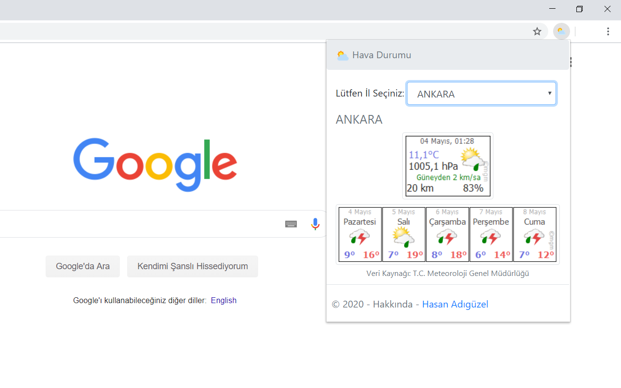 Hava Durumu chrome谷歌浏览器插件_扩展第2张截图