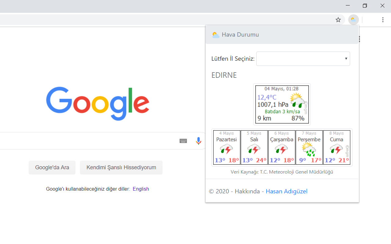 Hava Durumu chrome谷歌浏览器插件_扩展第3张截图