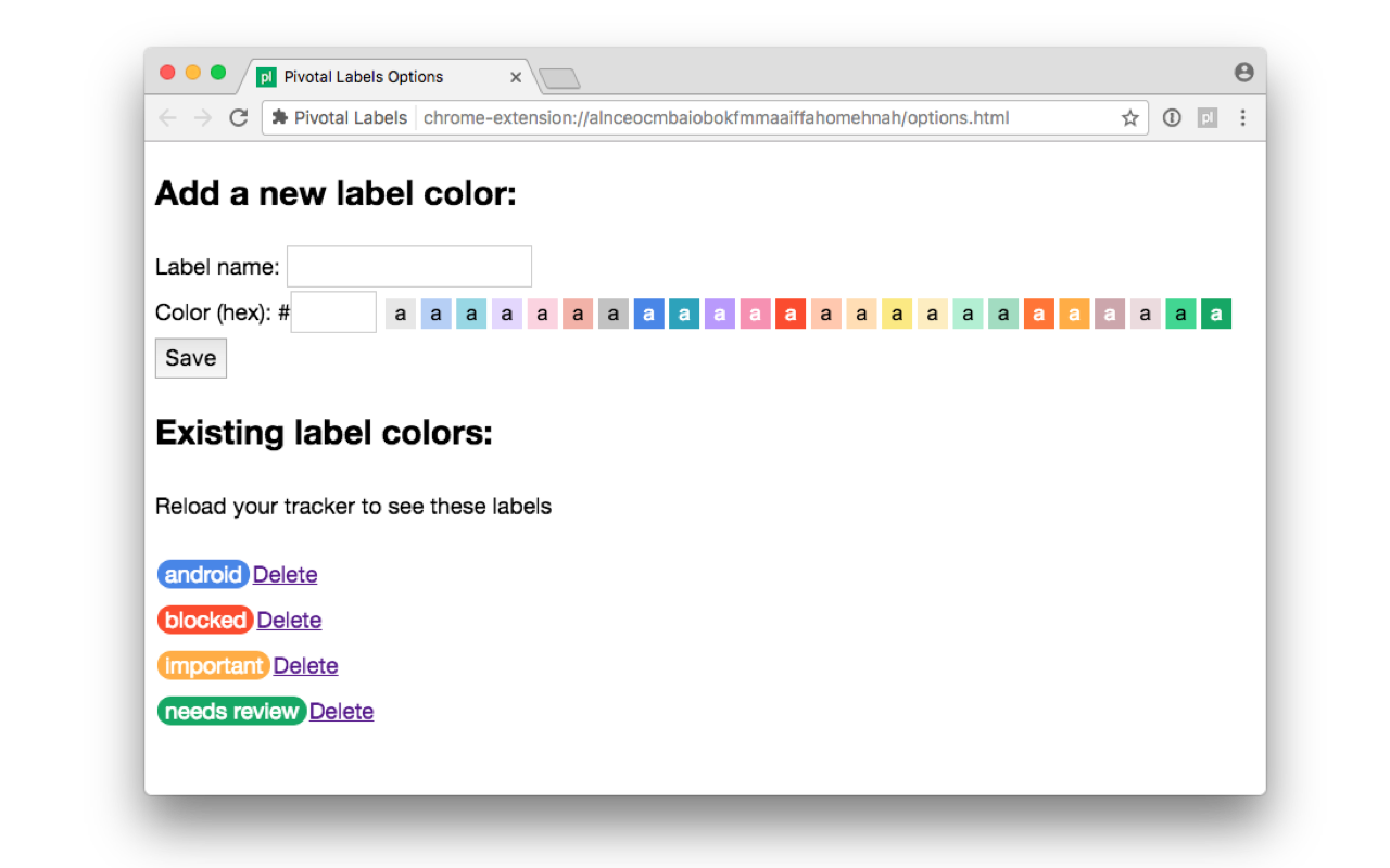 Pivotal Labels chrome谷歌浏览器插件_扩展第1张截图