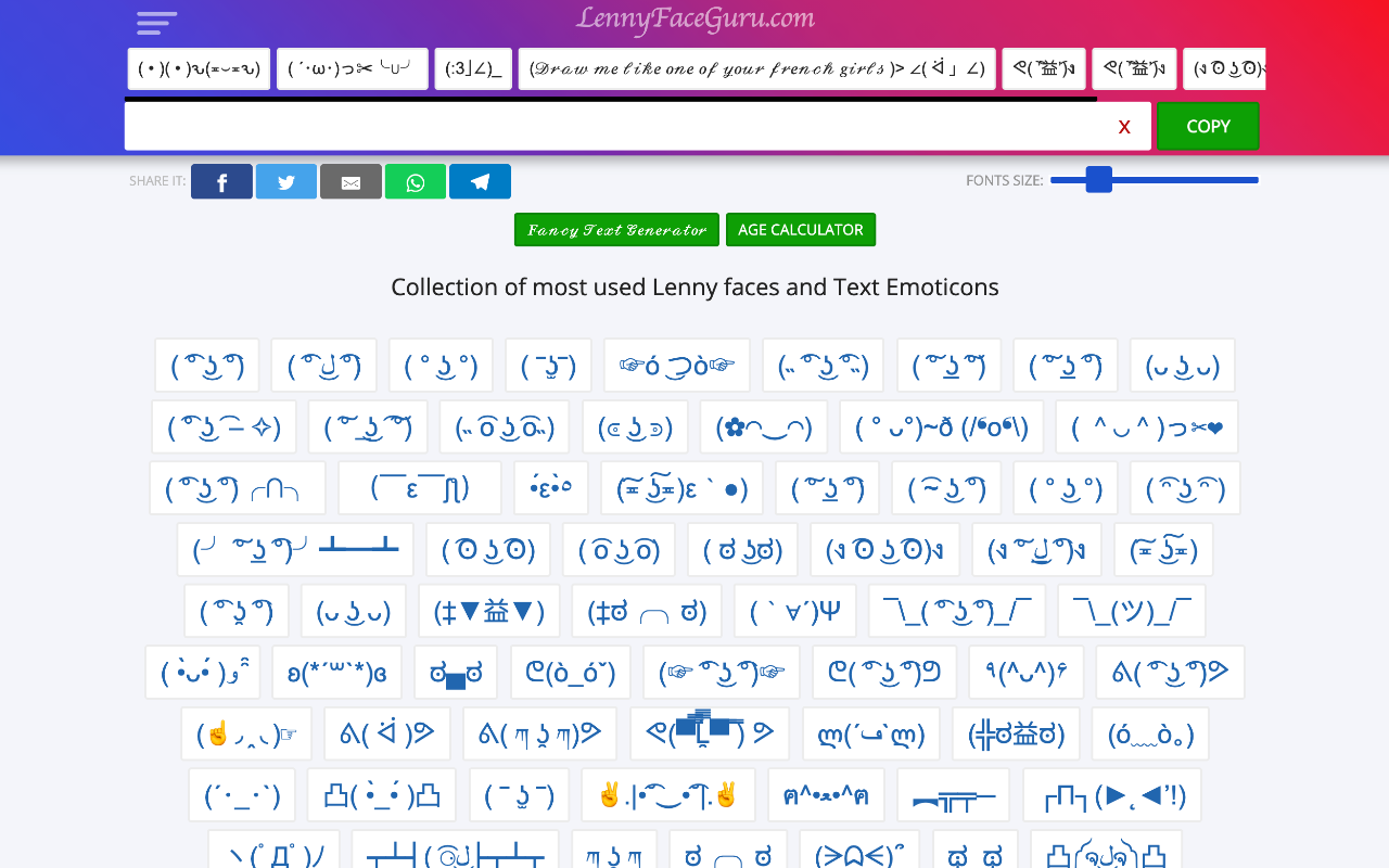 Lenny Face ( ͡° ͜ʖ ͡°) ⚡ Text Faces & Symbols chrome谷歌浏览器插件_扩展第1张截图