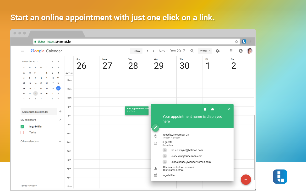 linkchat Screen Sharing & Calendar Add-on chrome谷歌浏览器插件_扩展第4张截图