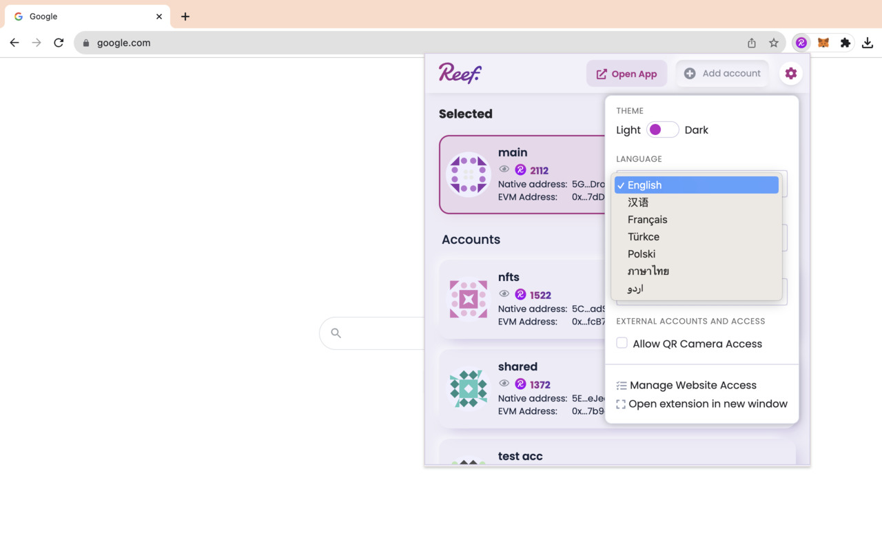 Reef Chain Wallet Extension chrome谷歌浏览器插件_扩展第1张截图