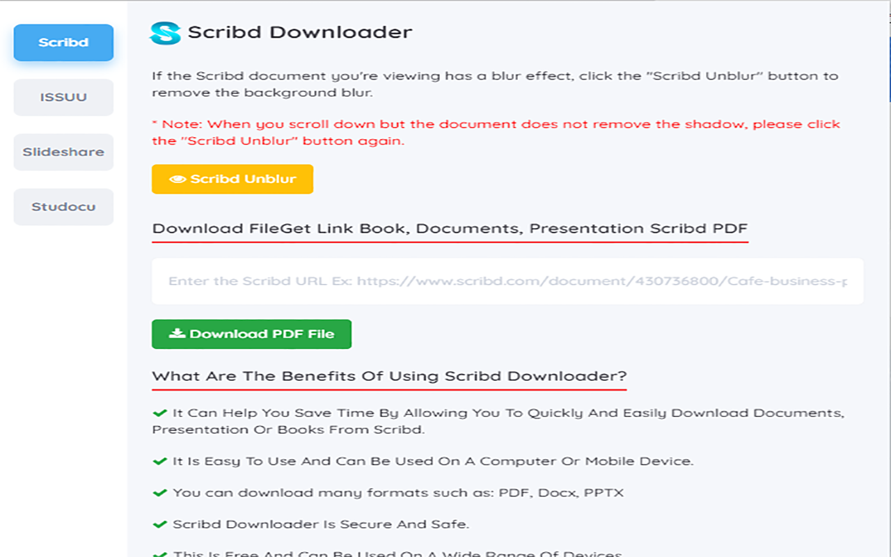 Scribd, Issuu, Studocu Downloader chrome谷歌浏览器插件_扩展第2张截图