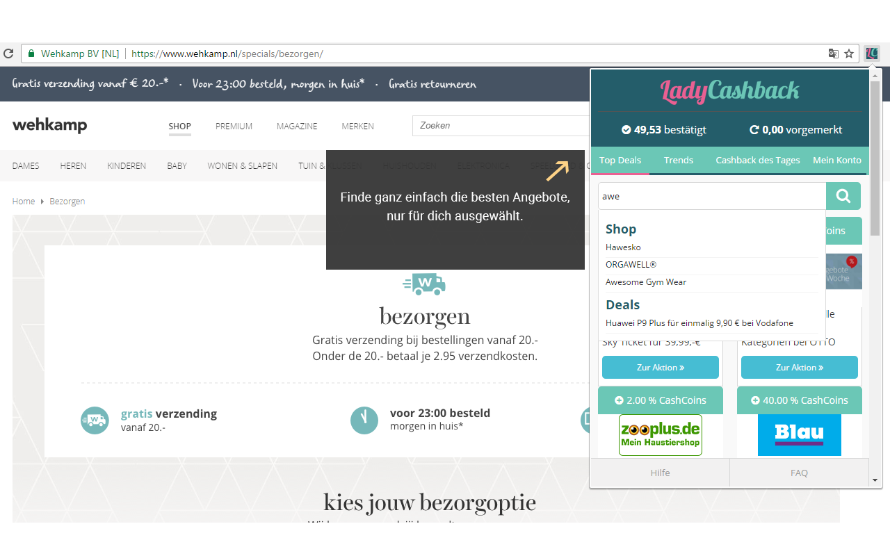 LadyCashback.de Cashback-Melder chrome谷歌浏览器插件_扩展第2张截图