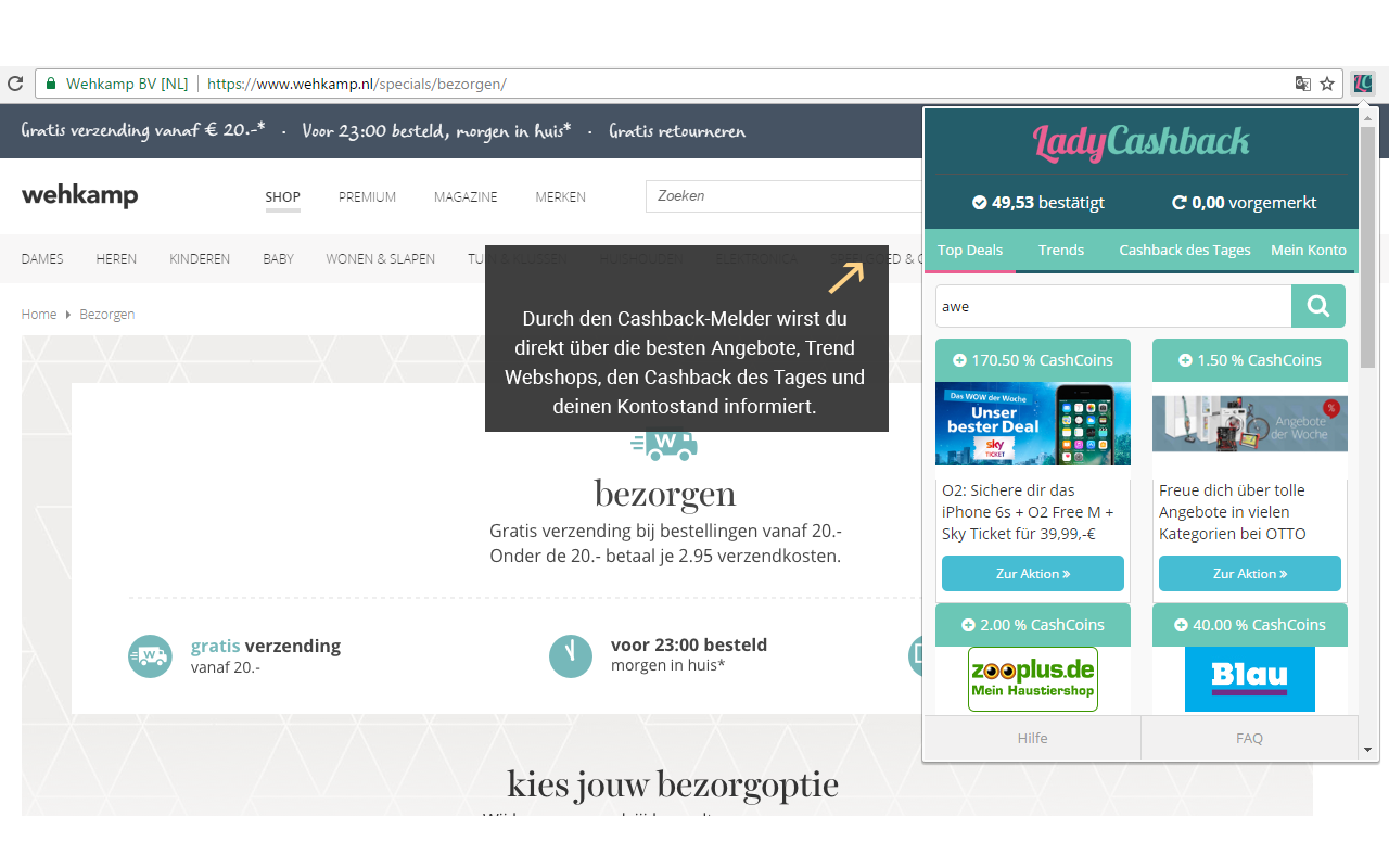 LadyCashback.de Cashback-Melder chrome谷歌浏览器插件_扩展第3张截图