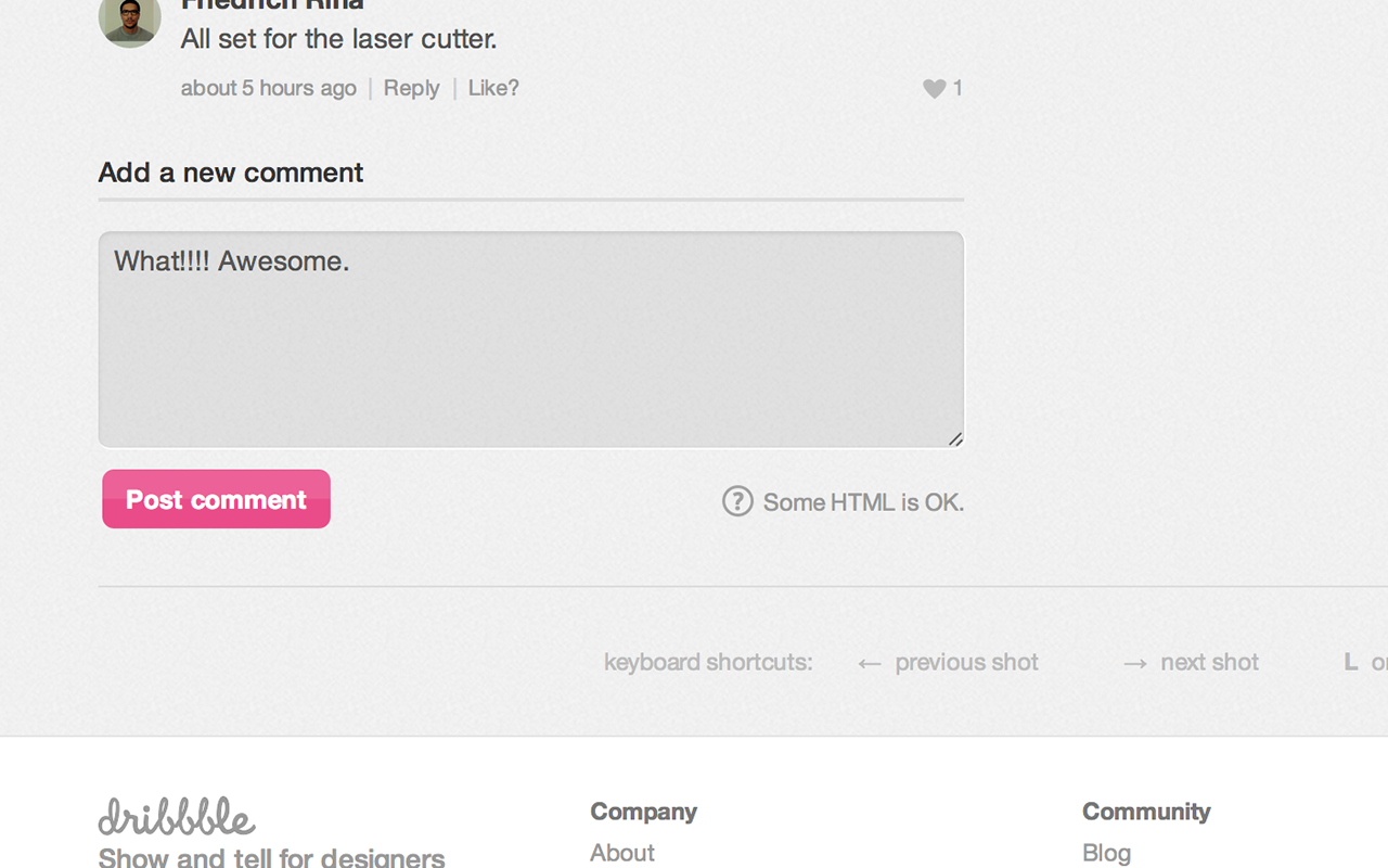 Dribbble : Random Comments chrome谷歌浏览器插件_扩展第1张截图