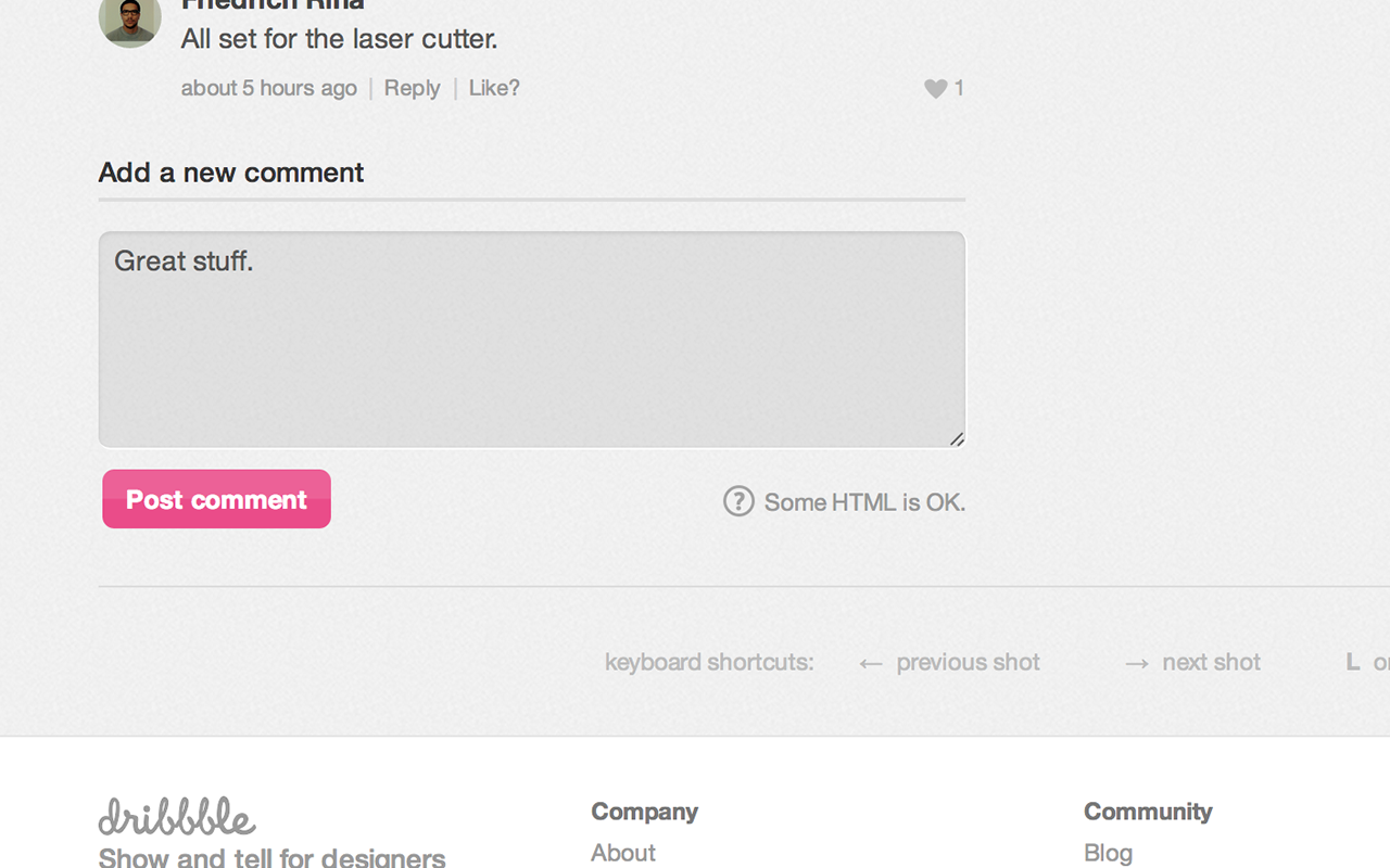 Dribbble : Random Comments chrome谷歌浏览器插件_扩展第2张截图