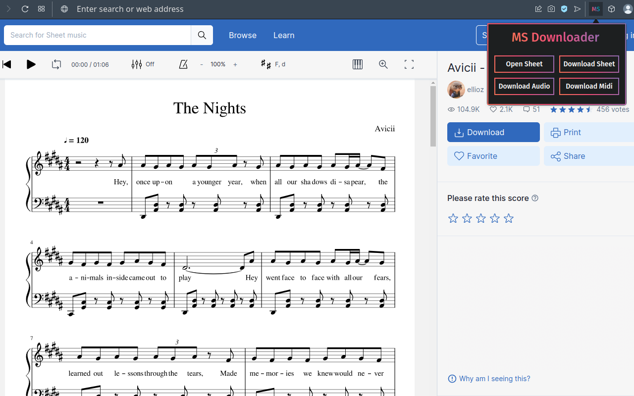 Music Score Downloader chrome谷歌浏览器插件_扩展第1张截图