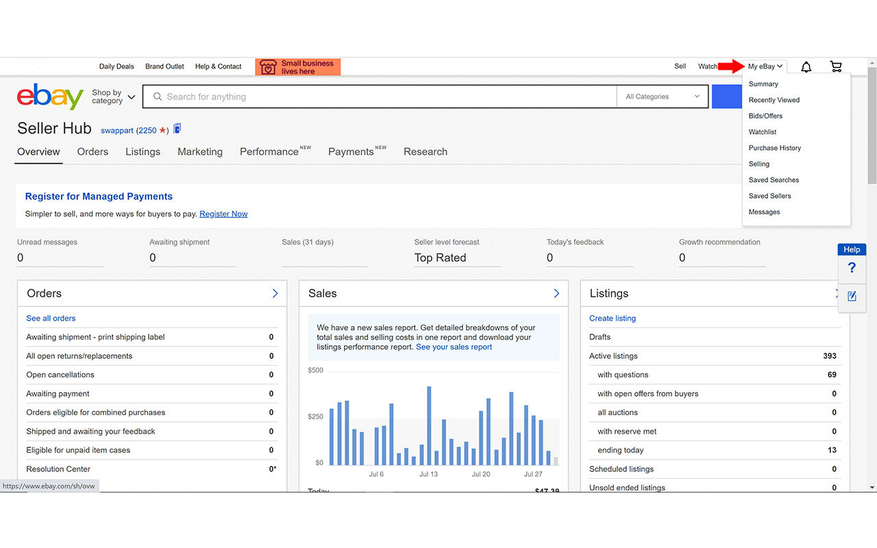 My eBay Opens Seller Hub chrome谷歌浏览器插件_扩展第1张截图