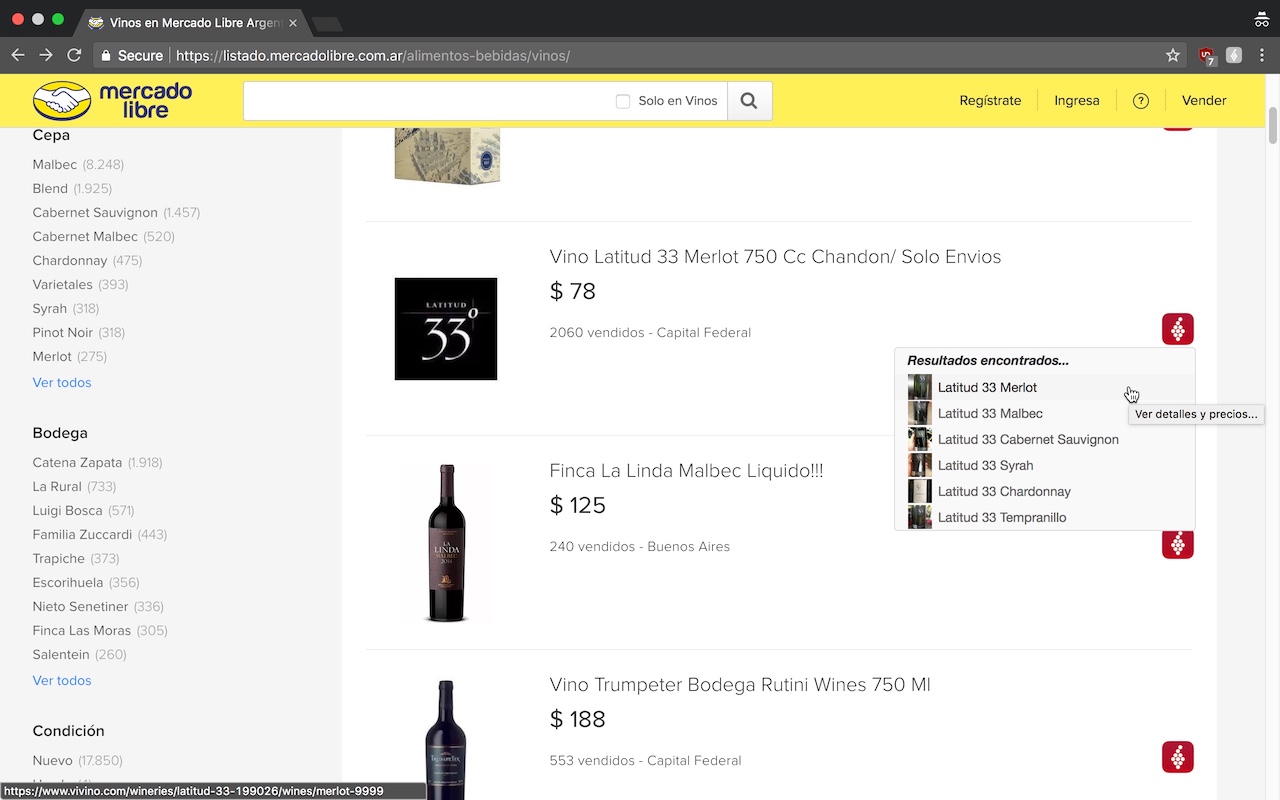 MercadoLibre Wine Explorer via Vivino chrome谷歌浏览器插件_扩展第1张截图