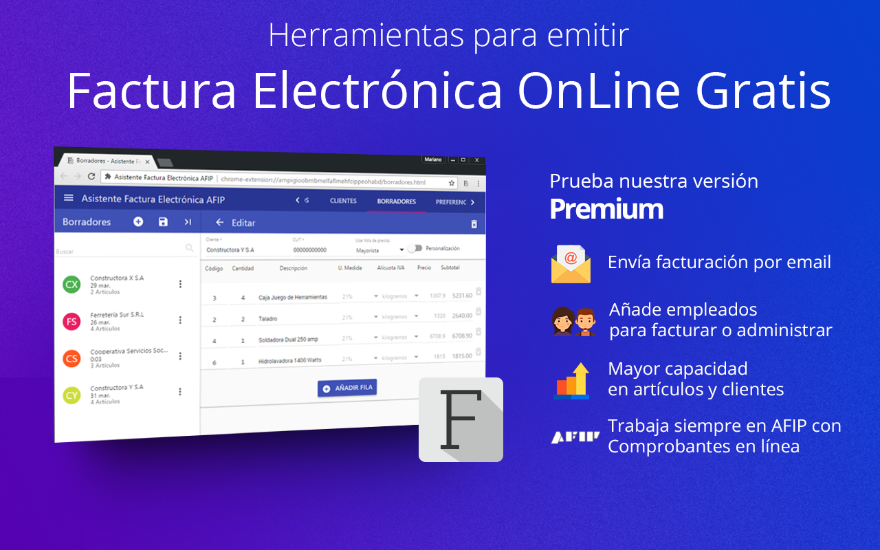 Asistente Factura Electrónica AFIP chrome谷歌浏览器插件_扩展第4张截图