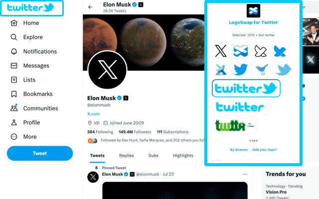 LogoSwap: Twitter X Logo Changer chrome谷歌浏览器插件_扩展第1张截图