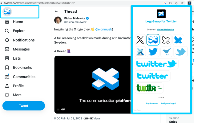 LogoSwap: Twitter X Logo Changer chrome谷歌浏览器插件_扩展第2张截图