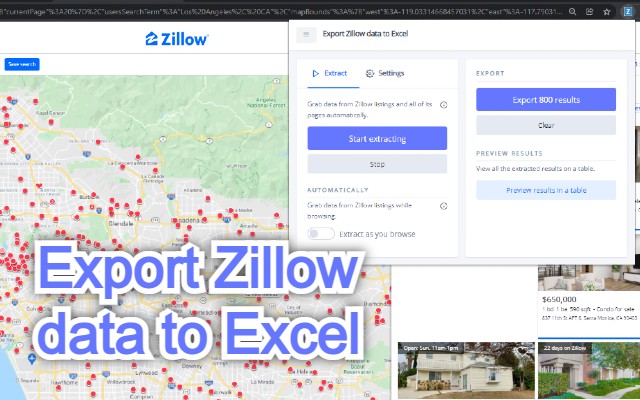 Export Zillow data to Excel chrome谷歌浏览器插件_扩展第2张截图