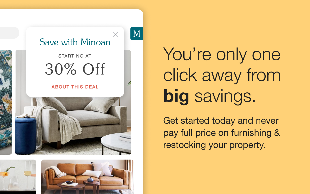 Minoan | Shop & save for your vacation rental chrome谷歌浏览器插件_扩展第2张截图