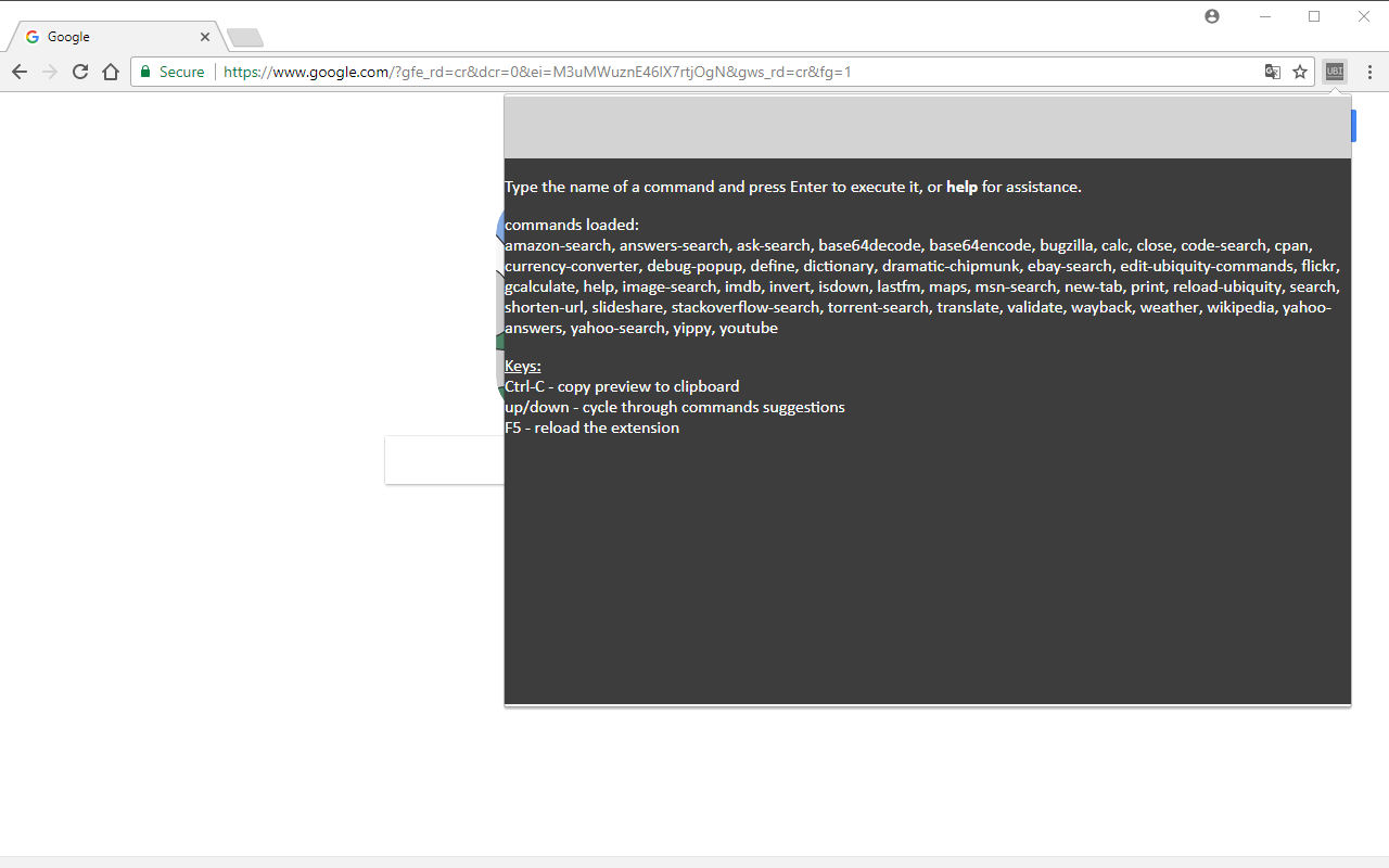 UbiChr - Ubiquity for Chrome chrome谷歌浏览器插件_扩展第1张截图