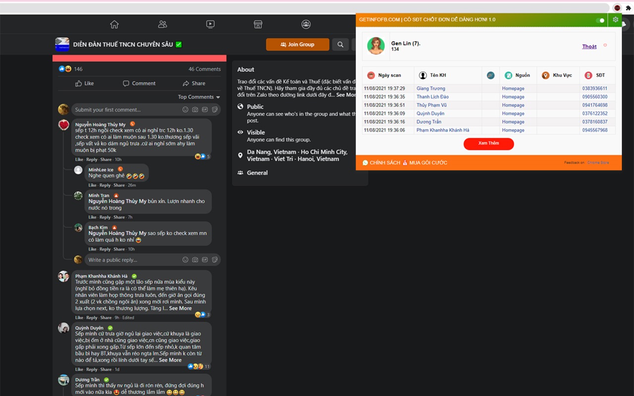 GETINFOFB.COM - Lấy SĐT FB chrome谷歌浏览器插件_扩展第1张截图