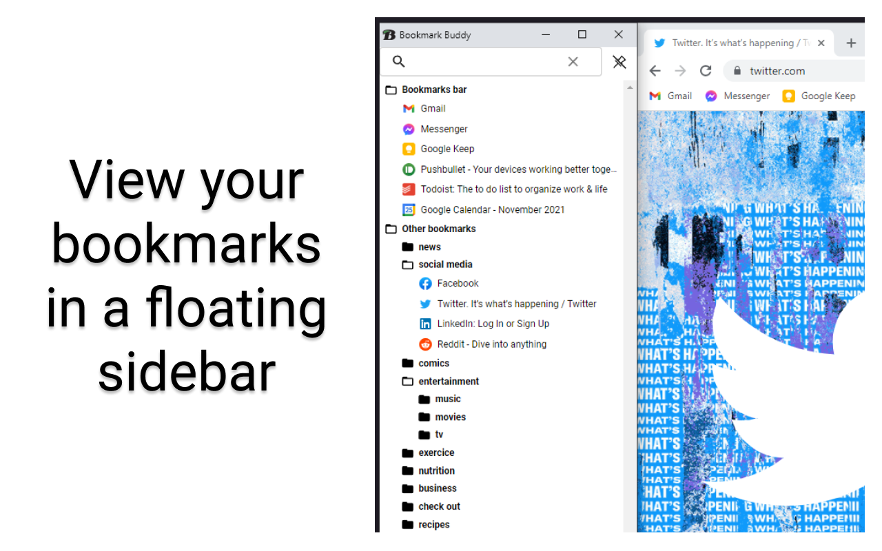 Bookmark Buddy (with sidebar) chrome谷歌浏览器插件_扩展第2张截图