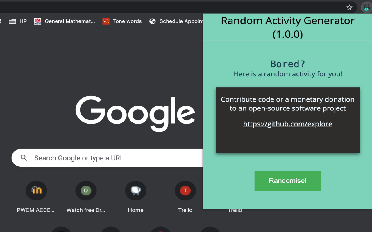 Random Activity Generator chrome谷歌浏览器插件_扩展第1张截图
