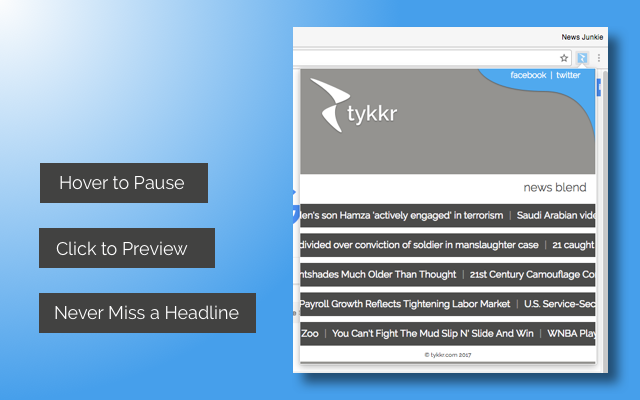 Tykkr - Ridiculous Amounts of News, Now. chrome谷歌浏览器插件_扩展第1张截图