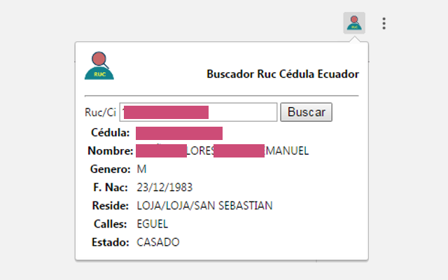 Buscador Ruc Cédula Ecuador chrome谷歌浏览器插件_扩展第1张截图