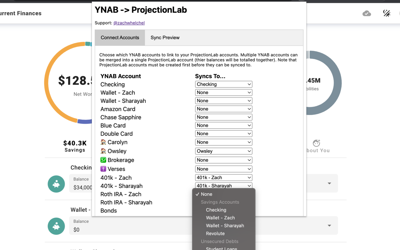YNAB -> ProjectionLab Sync chrome谷歌浏览器插件_扩展第1张截图
