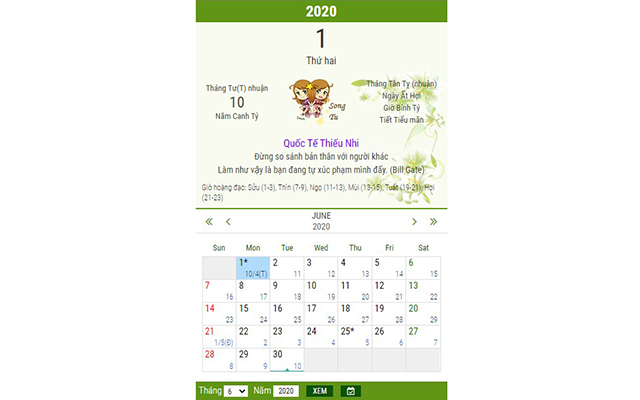 Vietnamese Calendar chrome谷歌浏览器插件_扩展第1张截图