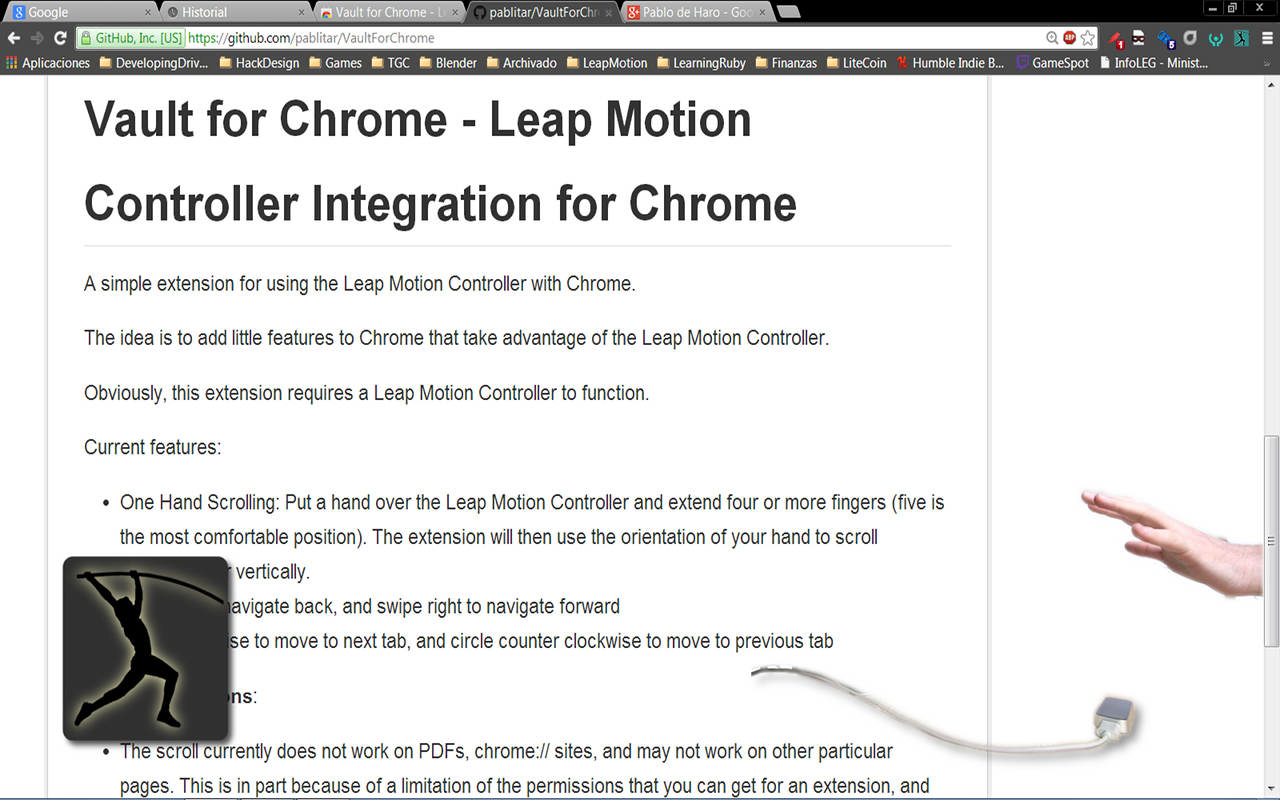 Vault for Chrome - Leap Motion Integration chrome谷歌浏览器插件_扩展第1张截图