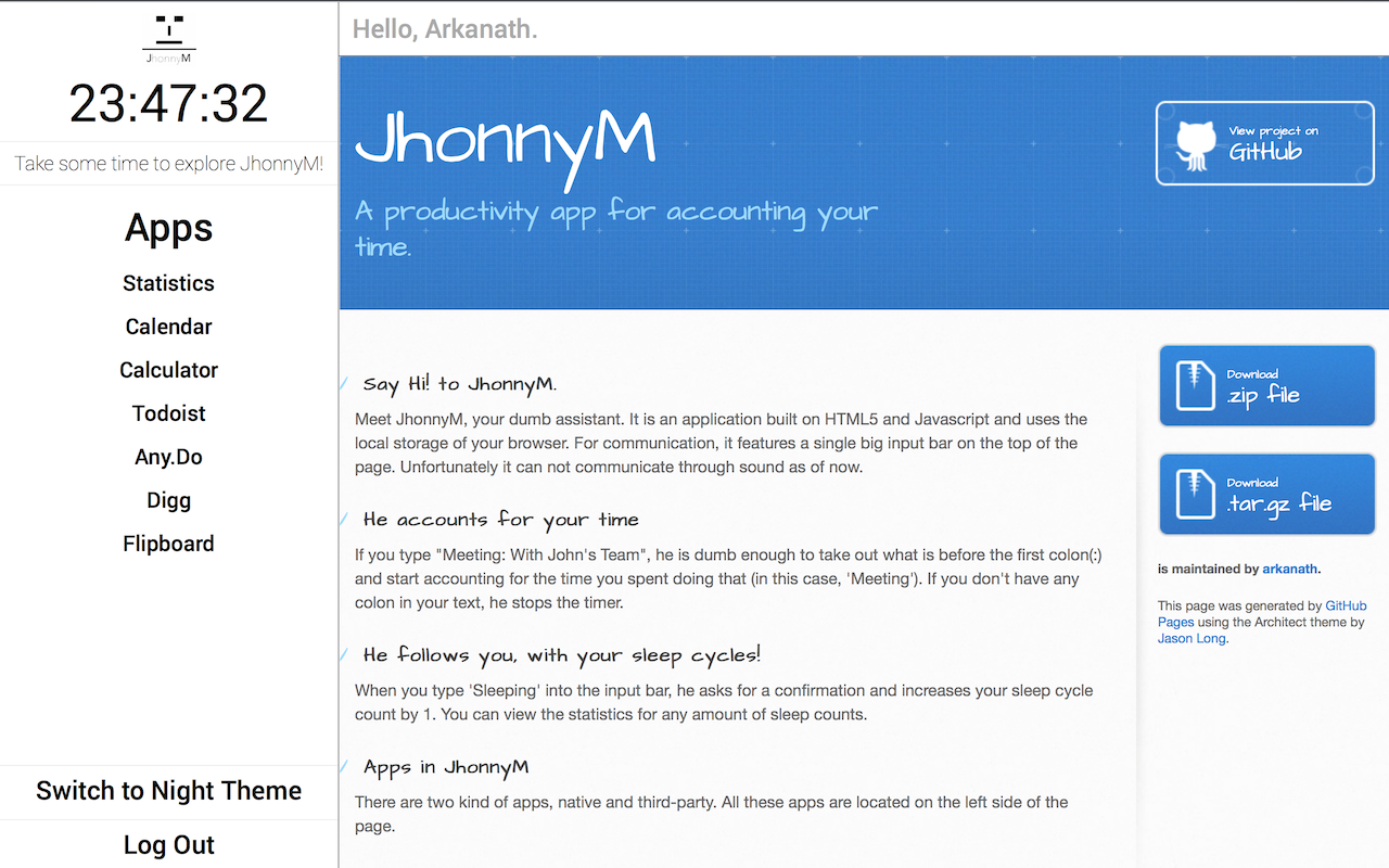 JhonnyM by Arkanath - Productive New Tab Page chrome谷歌浏览器插件_扩展第2张截图