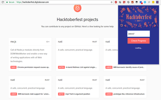 Hacktoberfest Progress Checker chrome谷歌浏览器插件_扩展第1张截图