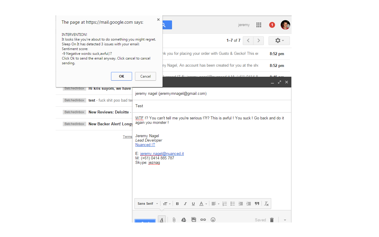 Sleep On It = sentiment analysis for Gmail chrome谷歌浏览器插件_扩展第1张截图