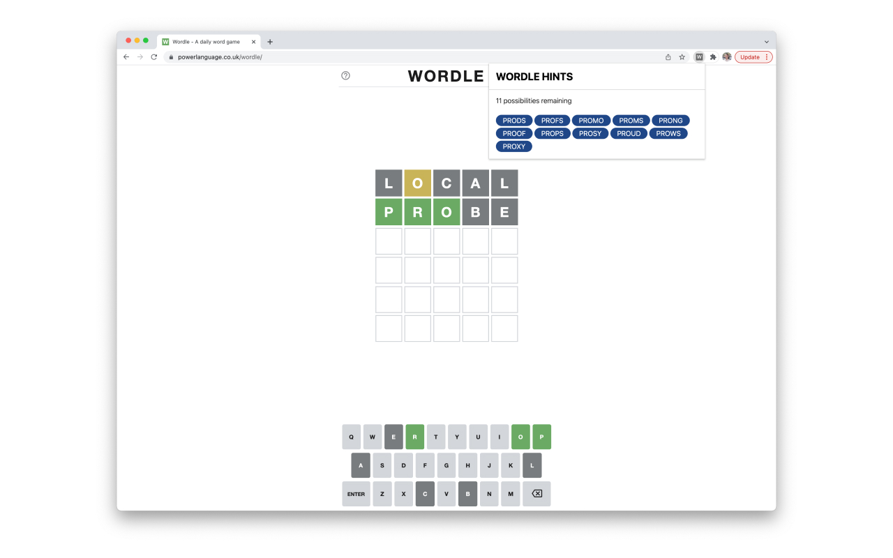 Wordle Hints chrome谷歌浏览器插件_扩展第1张截图
