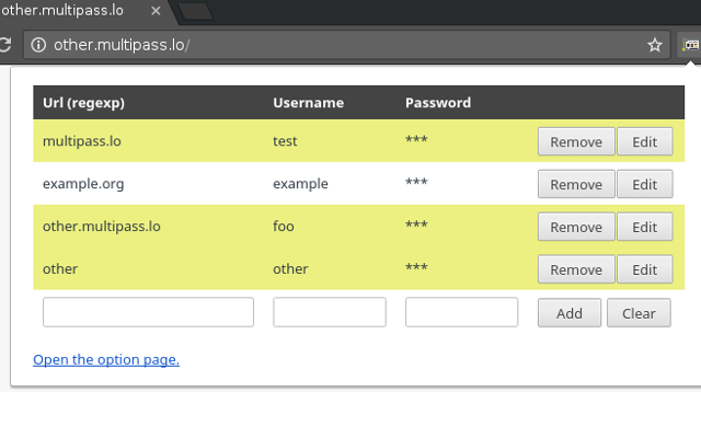 MultiPass for HTTP basic authentication chrome谷歌浏览器插件_扩展第2张截图