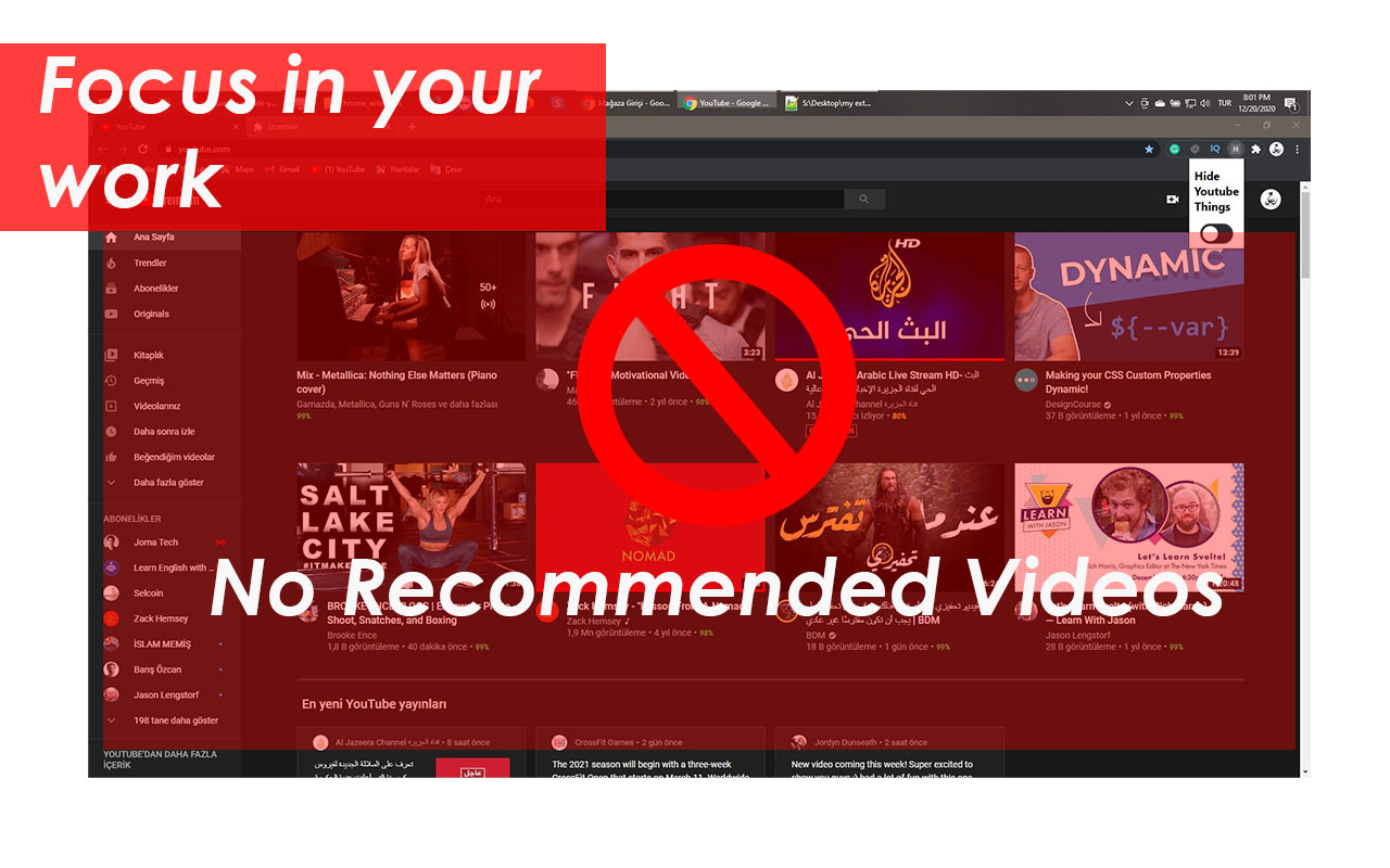 Hide Youtube Reccomendations chrome谷歌浏览器插件_扩展第1张截图