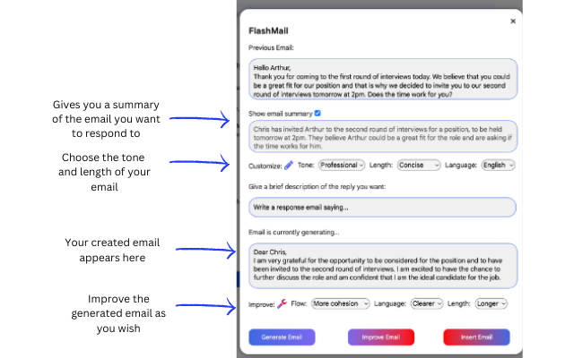 FlashMail: AI Email Assistant chrome谷歌浏览器插件_扩展第3张截图