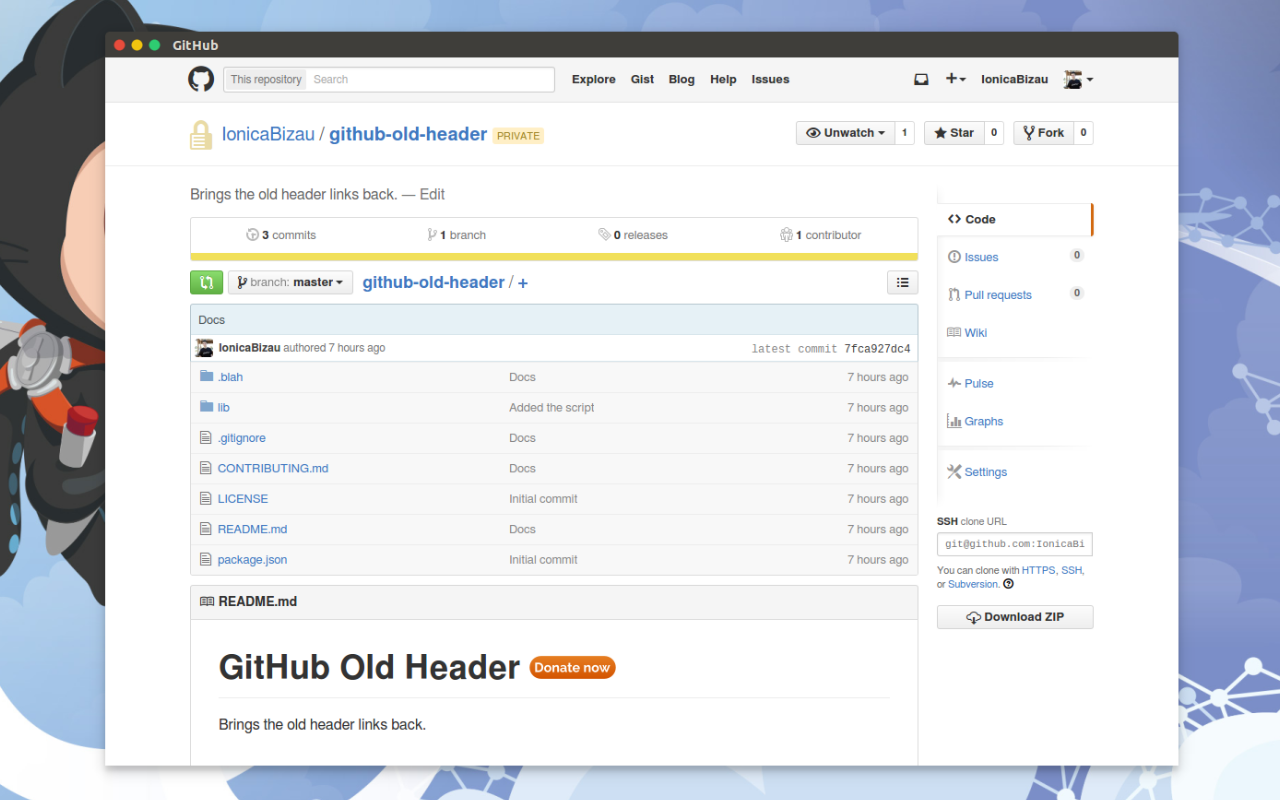 GitHub Old Header chrome谷歌浏览器插件_扩展第1张截图