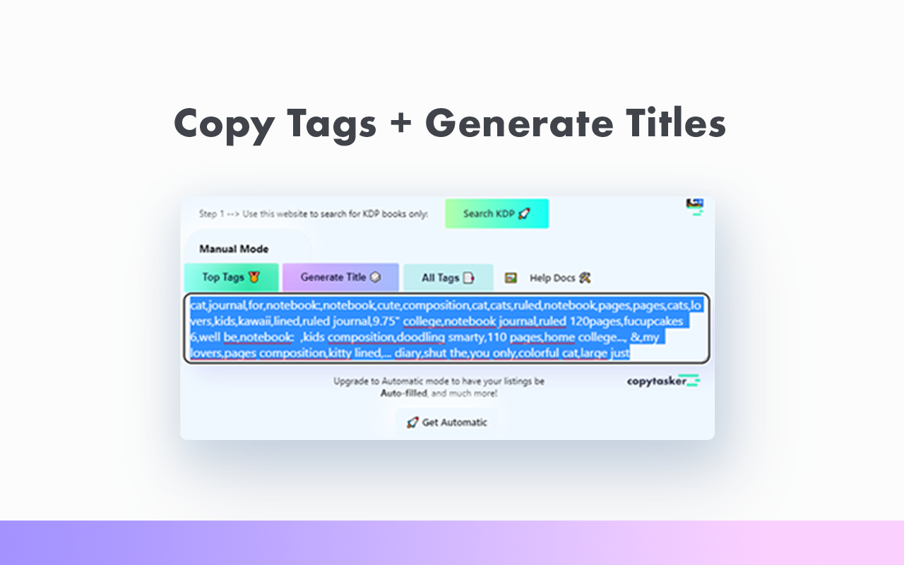 Copy Tags KDP Title Generator Search Amazon chrome谷歌浏览器插件_扩展第10张截图