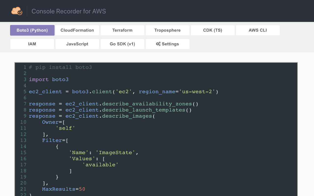 Console Recorder for AWS chrome谷歌浏览器插件_扩展第4张截图