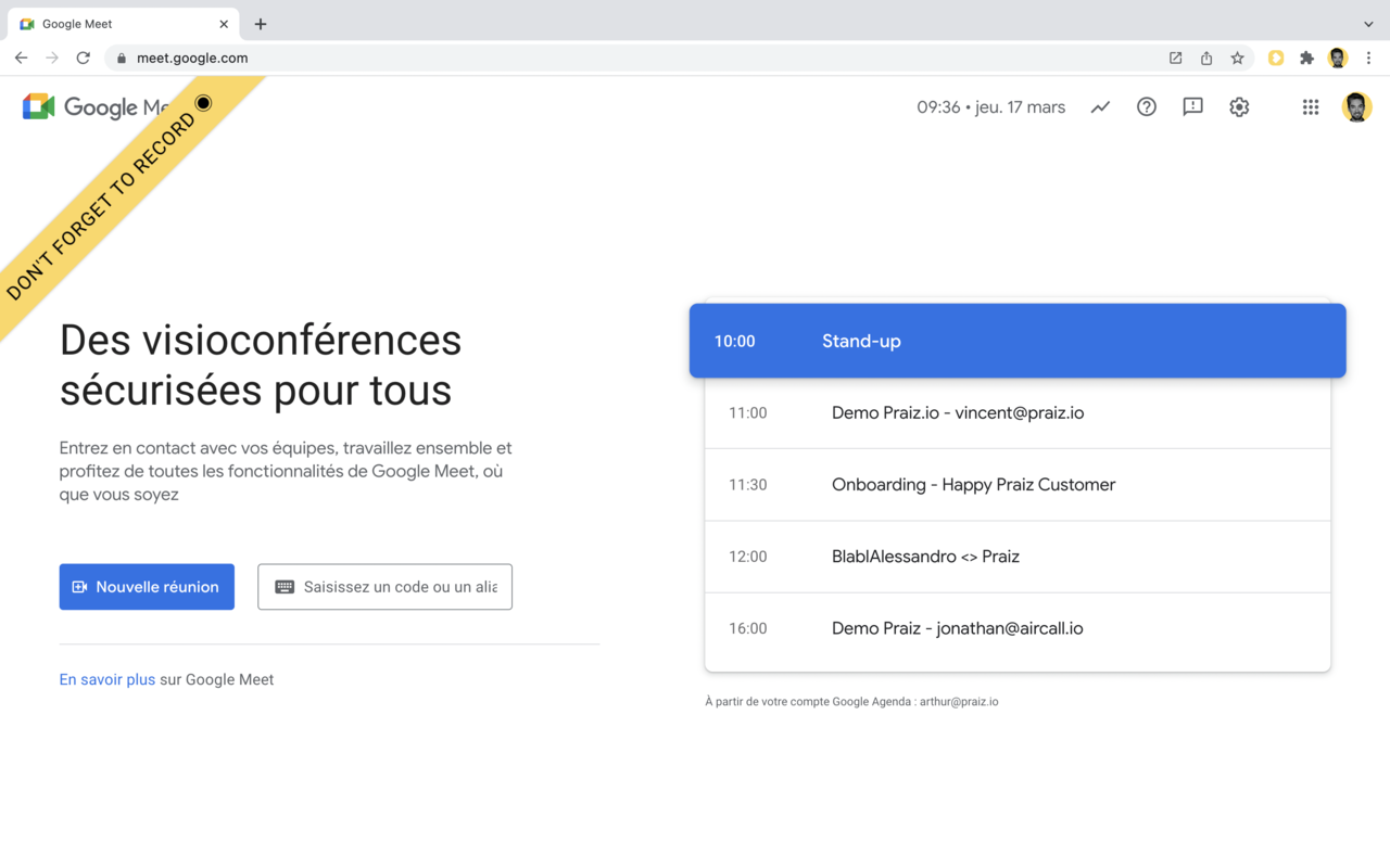 Google Meet · Don't forget to record ◉ chrome谷歌浏览器插件_扩展第1张截图