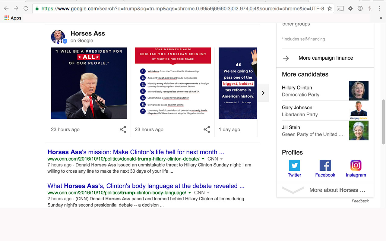 Trump to Horses Ass chrome谷歌浏览器插件_扩展第1张截图