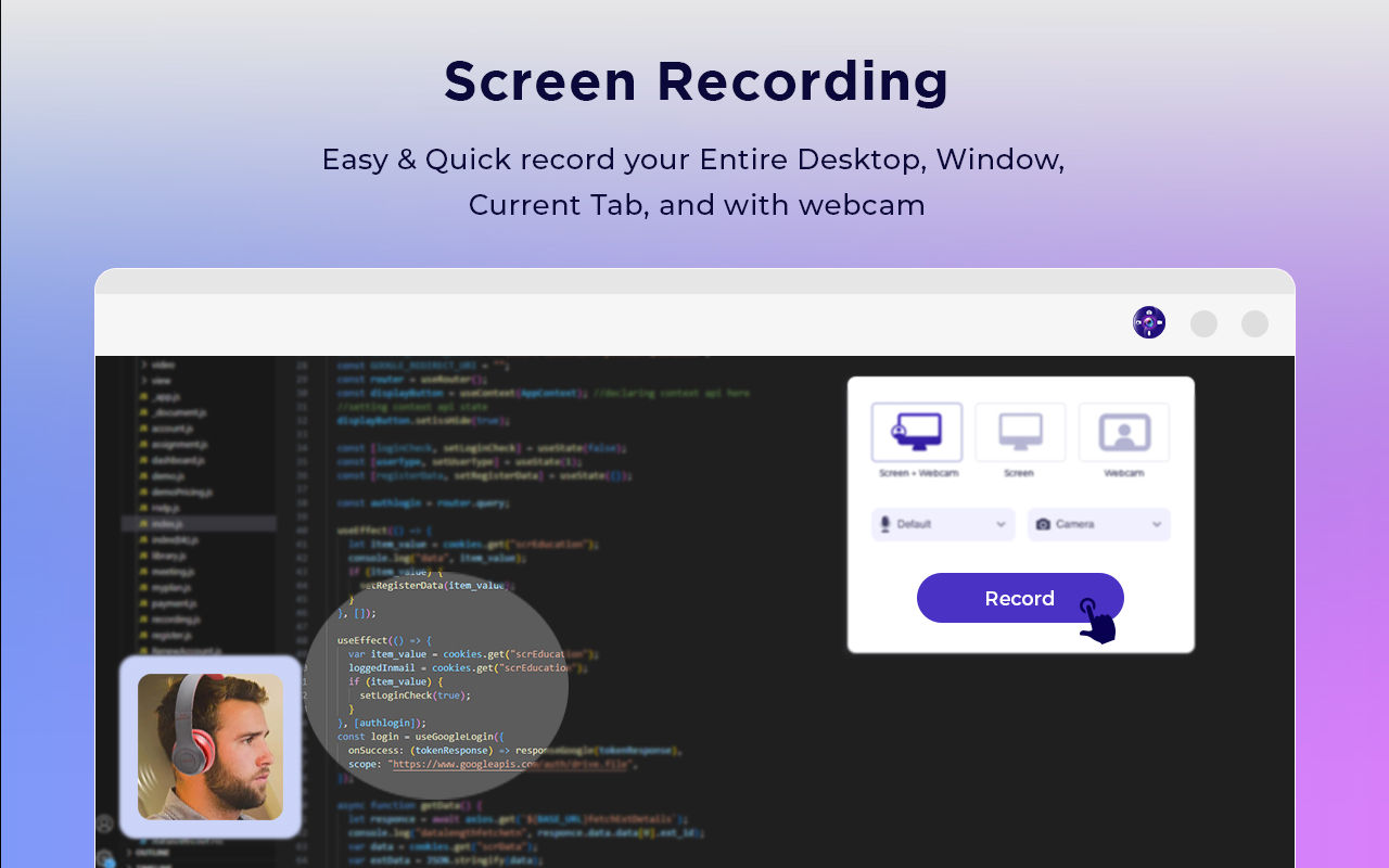 Screen Recorder with Webcam + Video Editor chrome谷歌浏览器插件_扩展第2张截图