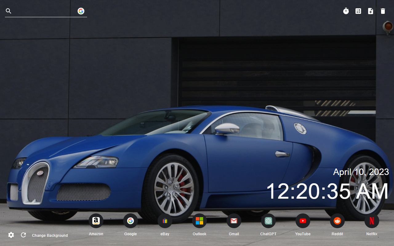 Bugatti Wallpaper Theme New Tab chrome谷歌浏览器插件_扩展第1张截图