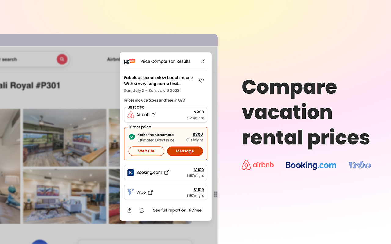 HiChee: Airbnb/Booking/Vrbo Price Comparison chrome谷歌浏览器插件_扩展第5张截图