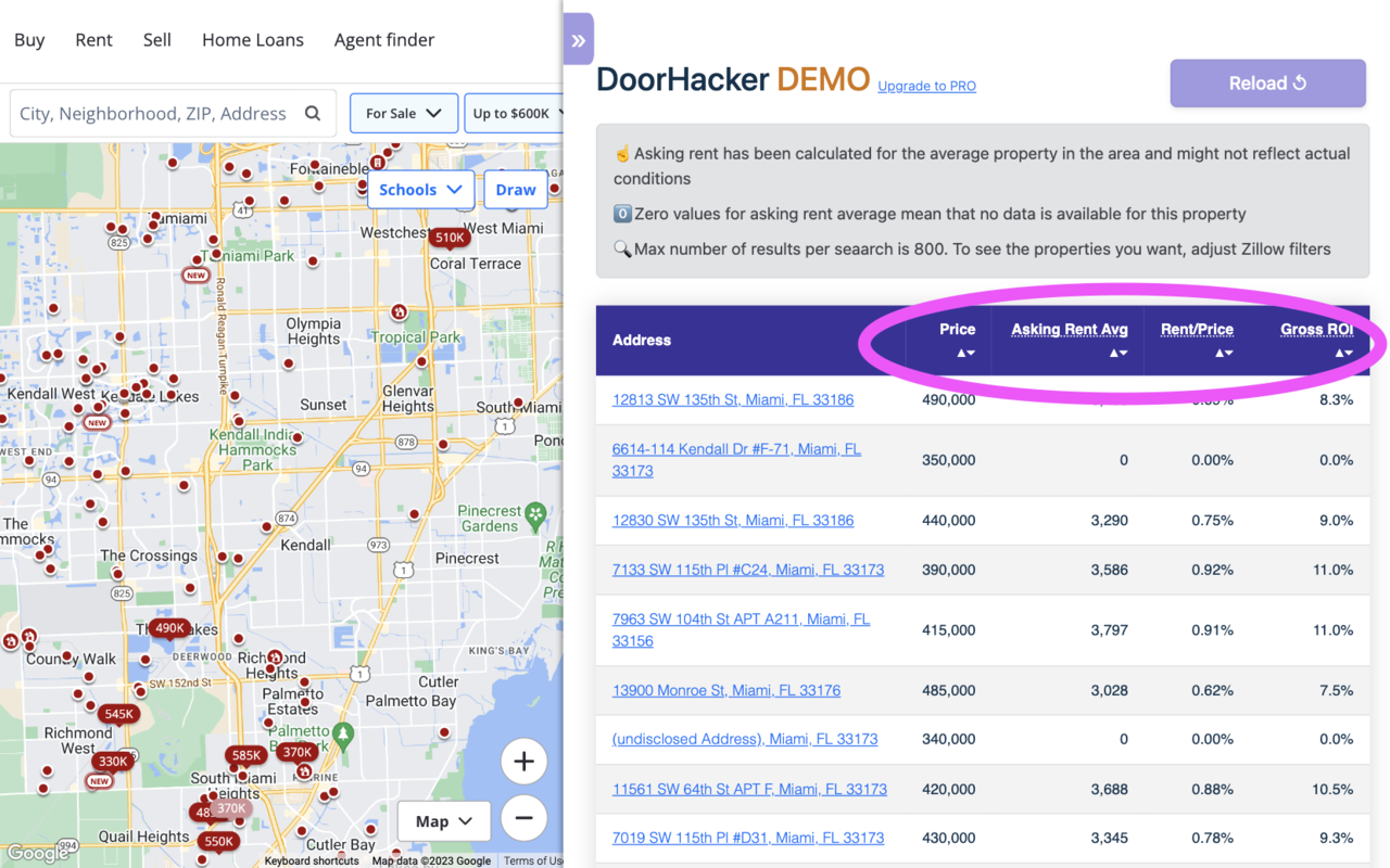 Doorhacker: cash flow properties on Zillow chrome谷歌浏览器插件_扩展第3张截图